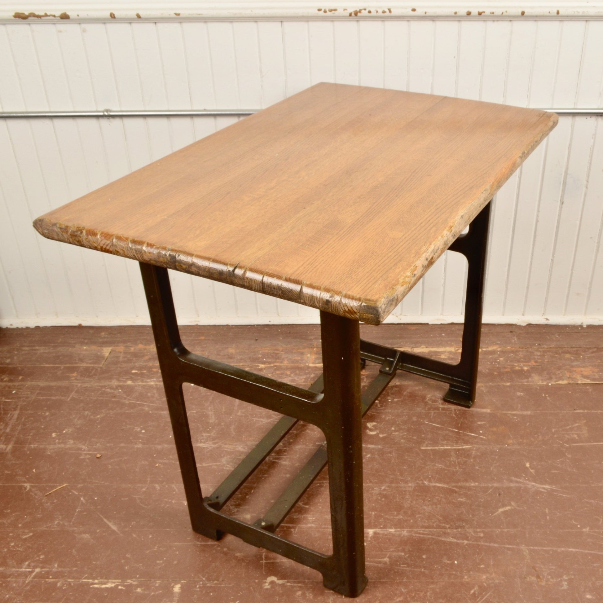 Industrial Table with Reclaimed Oak Top - Salvage-Garden