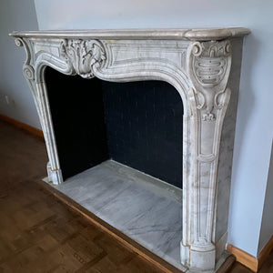 Large Antique Marble Fireplace Mantel - Salvage-Garden