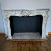 Large Antique Marble Fireplace Mantel - Salvage-Garden