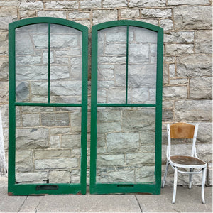 Large Arched Top Storm Windows With Wavy Glass - Salvage-Garden