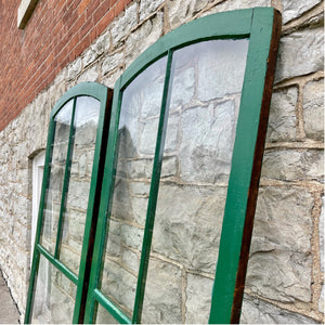 Large Arched Top Storm Windows With Wavy Glass - Salvage-Garden