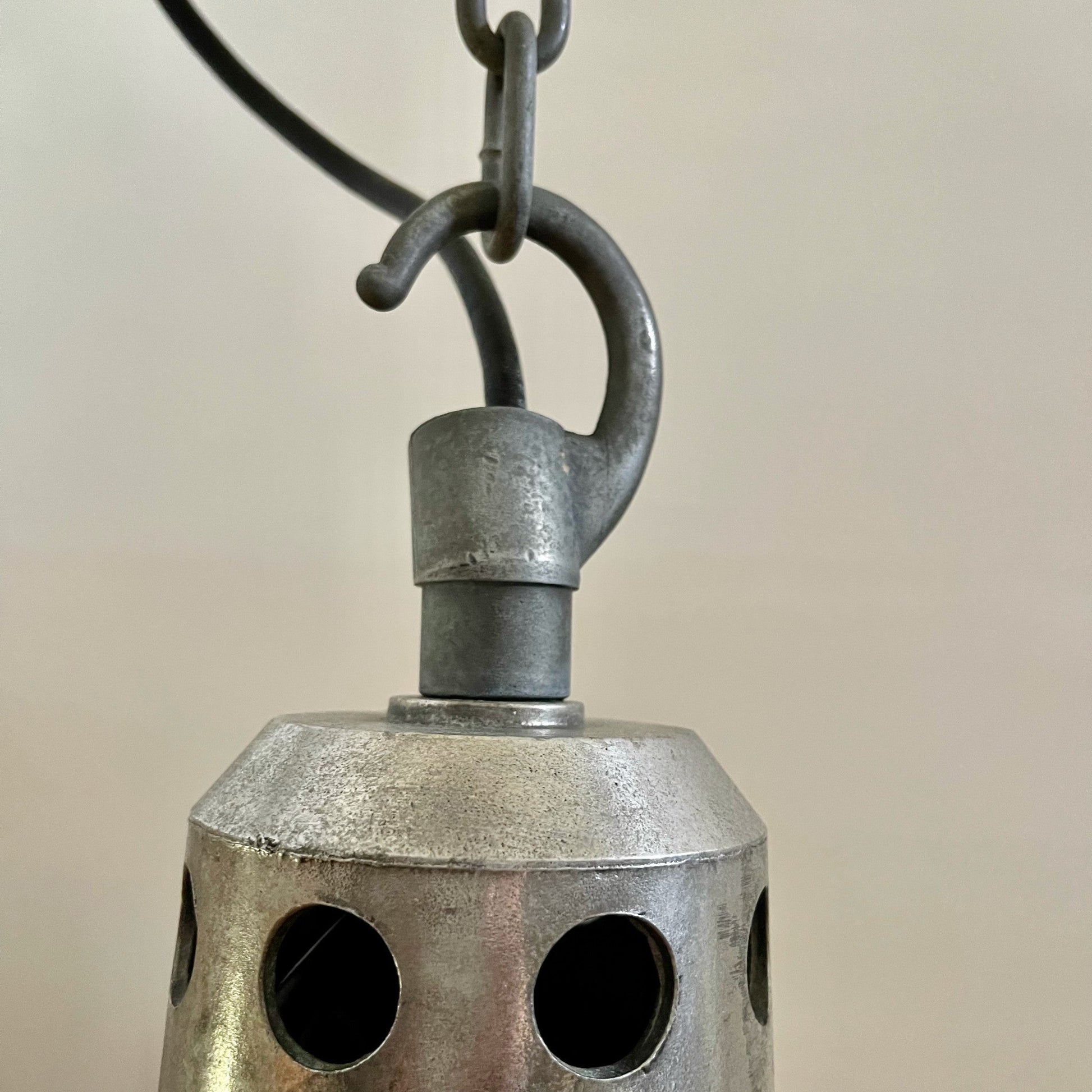 Large French Holophane Pendant Light - Salvage-Garden