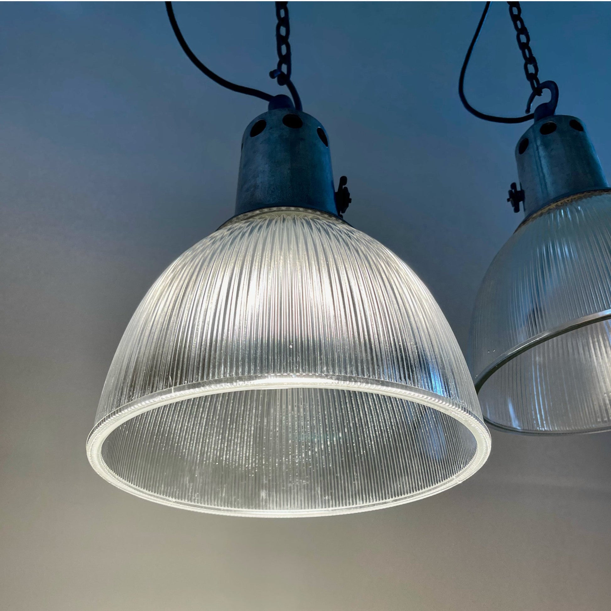 Large French Holophane Pendant Light - Salvage-Garden