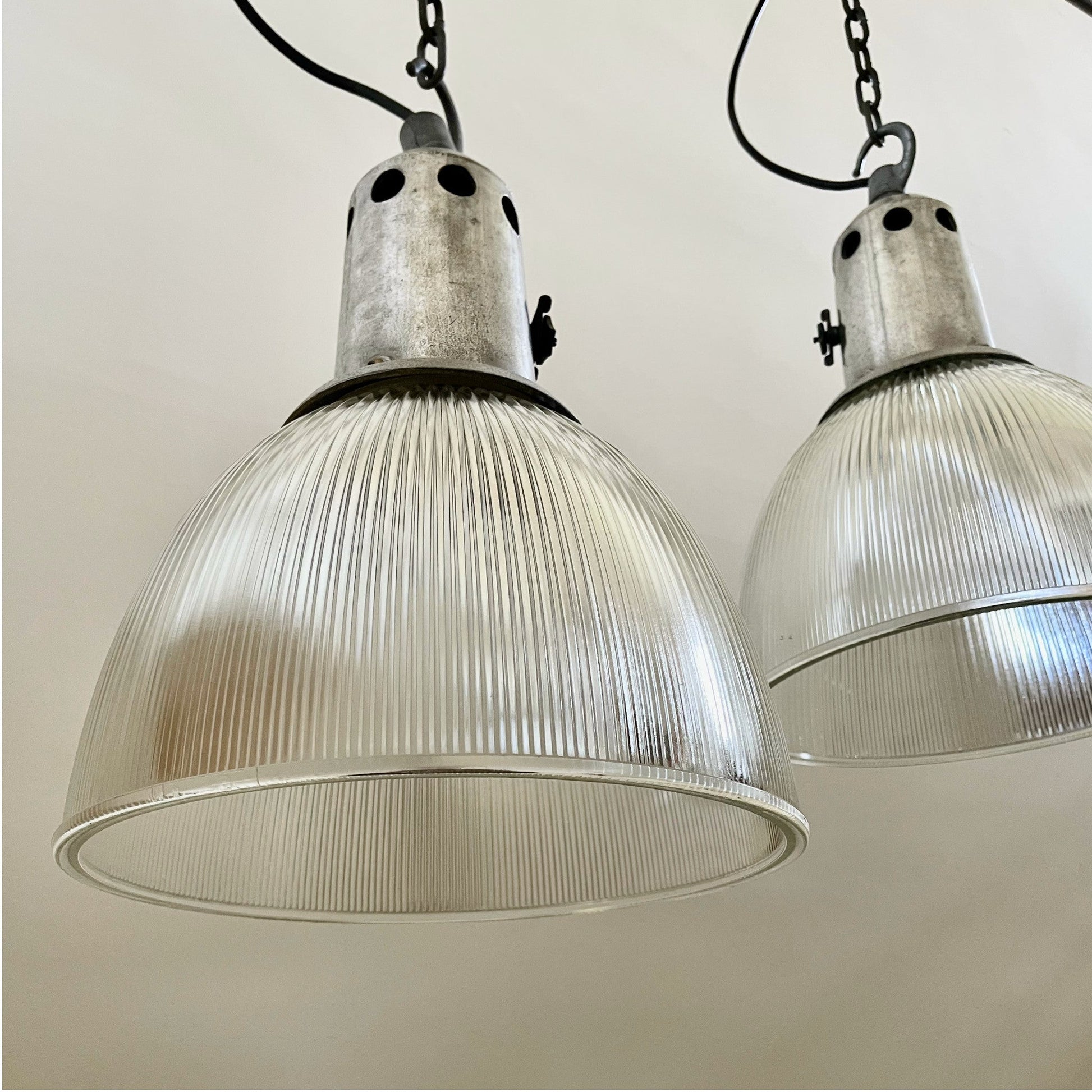 Large French Holophane Pendant Light - Salvage-Garden