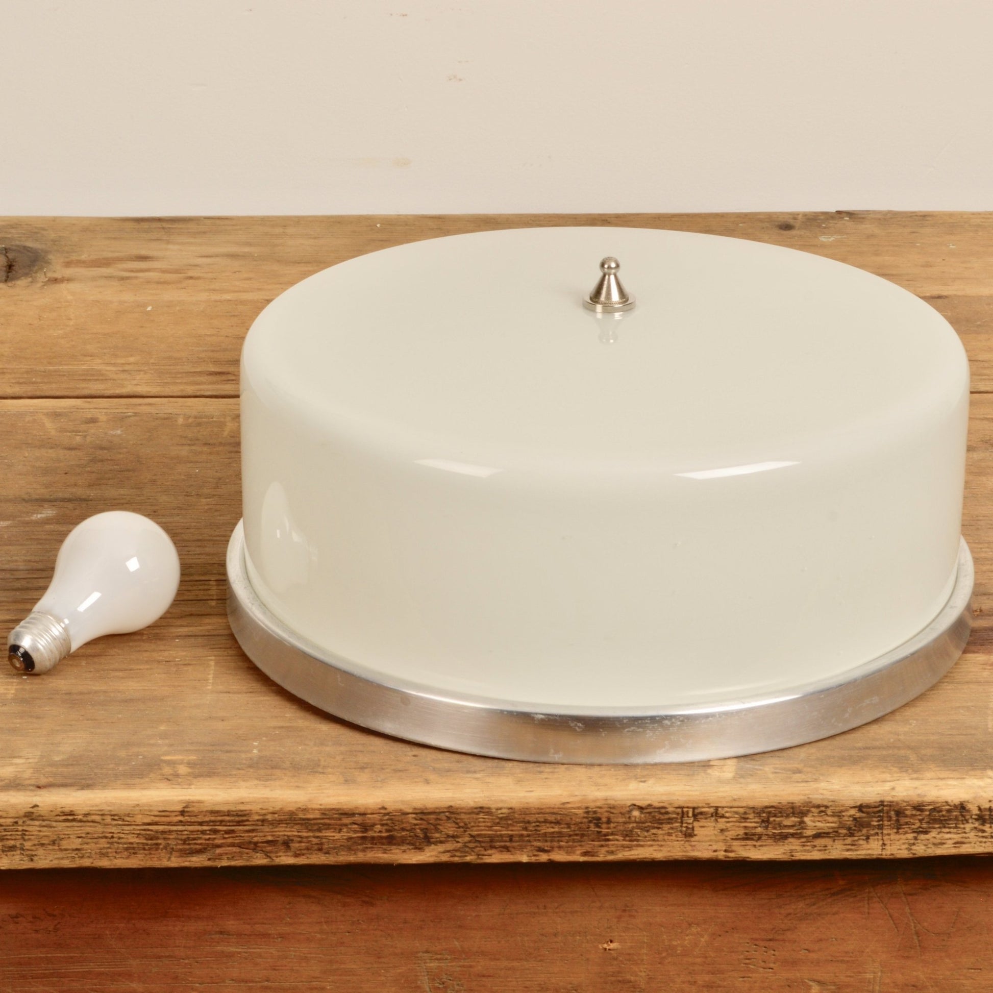 Large Vintage Milk Glass Light Fixture - Salvage-Garden