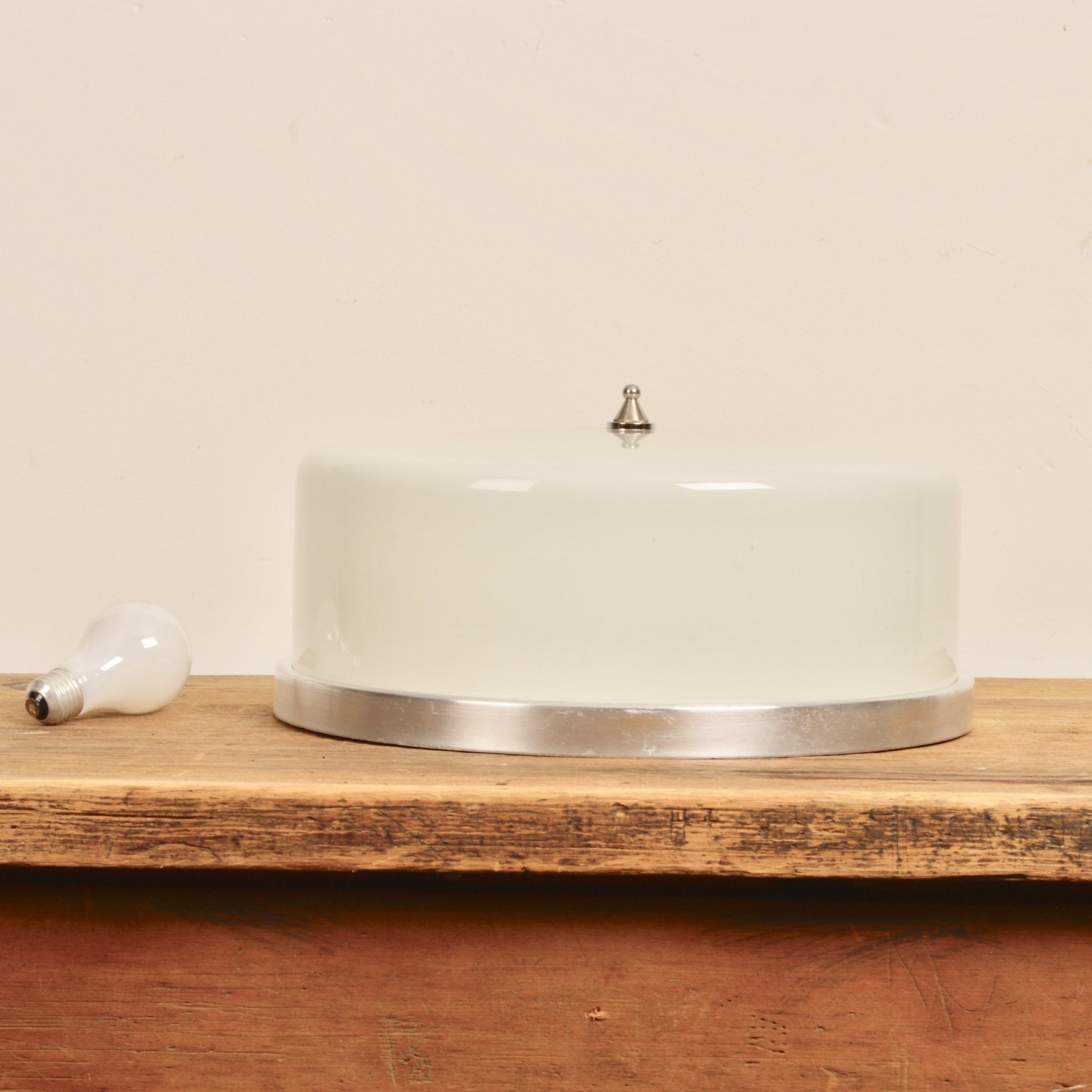 Large Vintage Milk Glass Light Fixture - Salvage-Garden