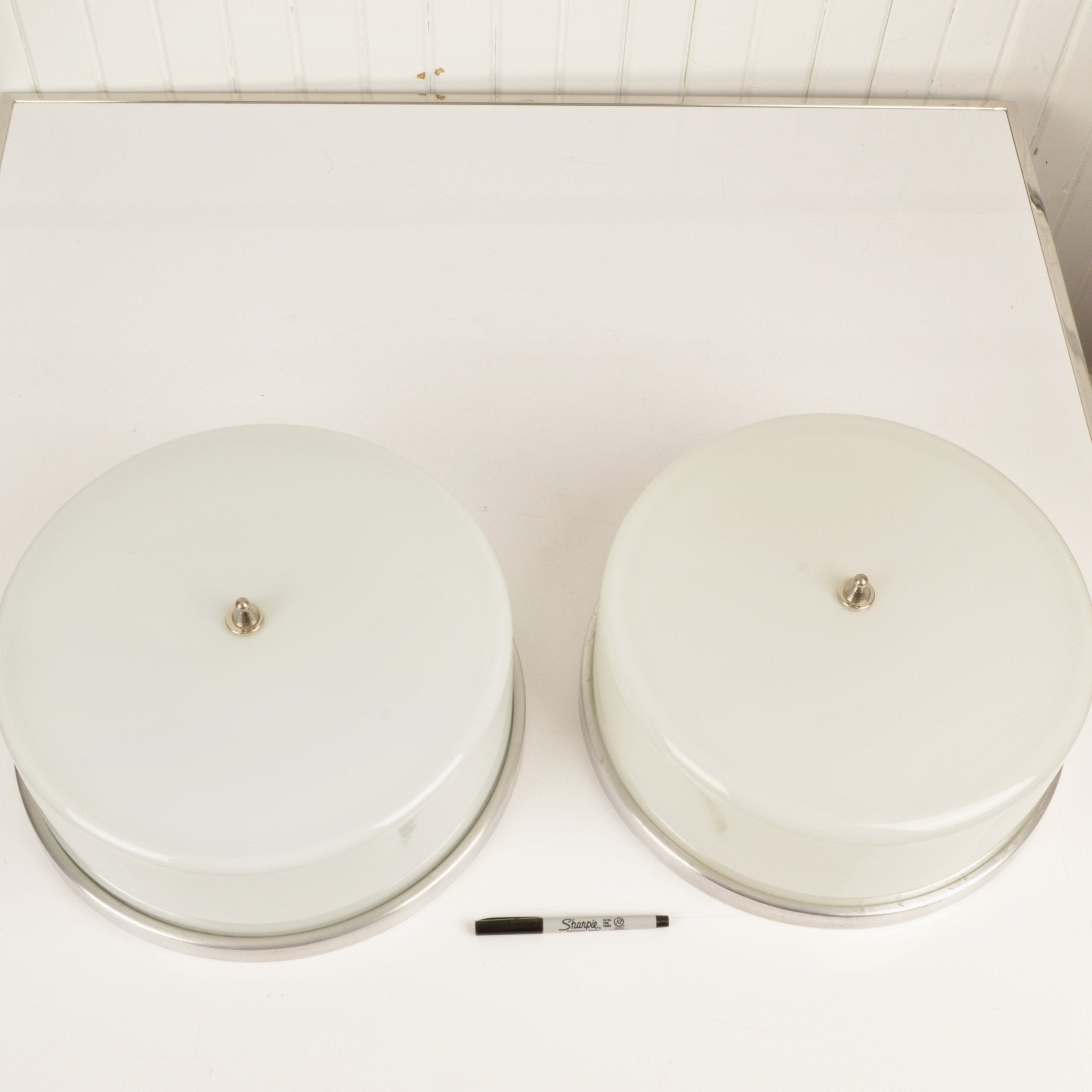 Large Vintage Milk Glass Light Fixture - Salvage-Garden