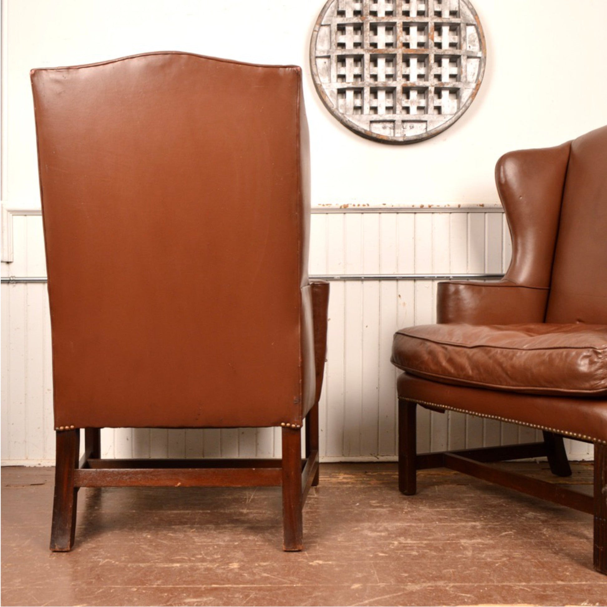 Leather Wing Back Chairs - Salvage-Garden