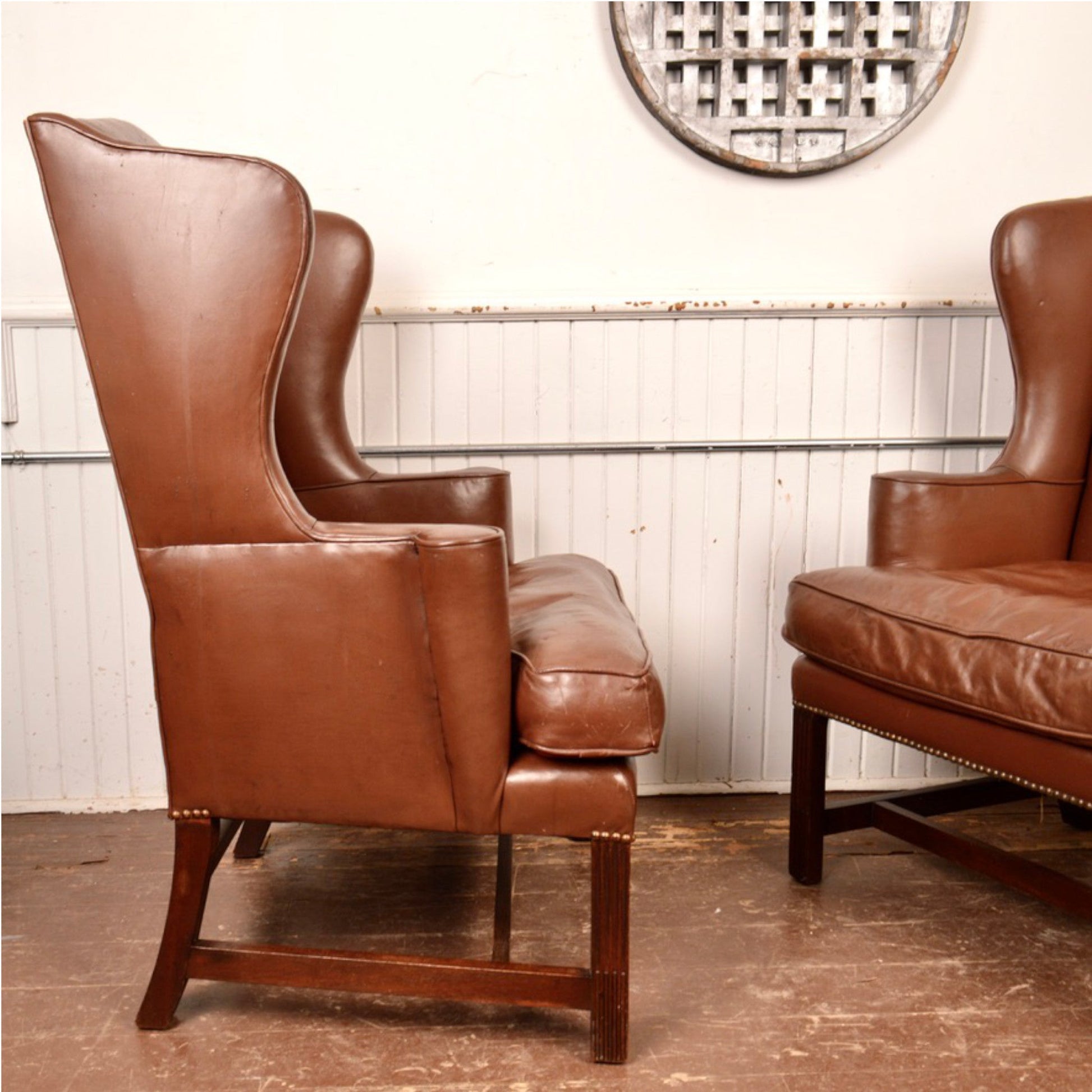 Leather Wing Back Chairs - Salvage-Garden
