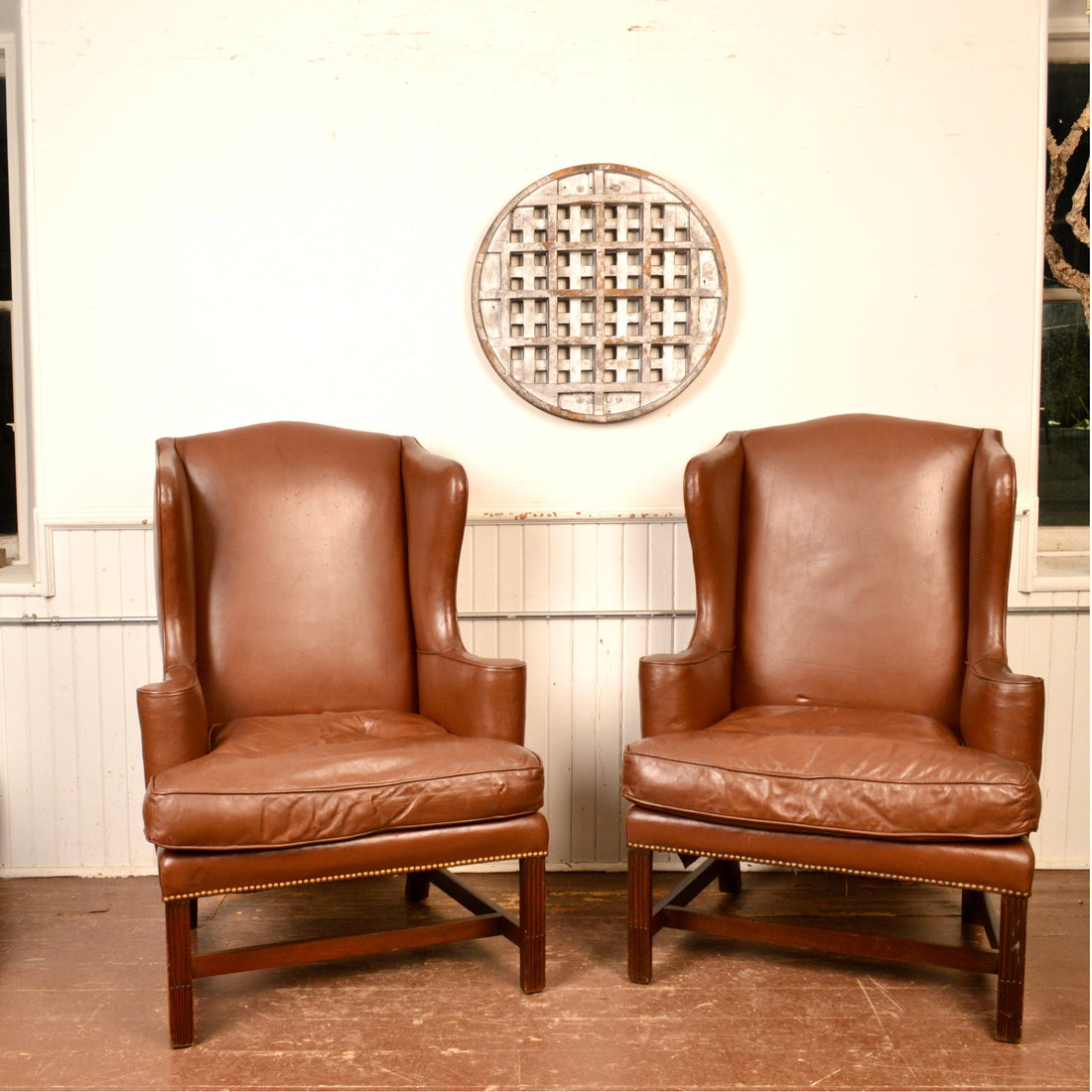 Leather Wing Back Chairs - Salvage-Garden