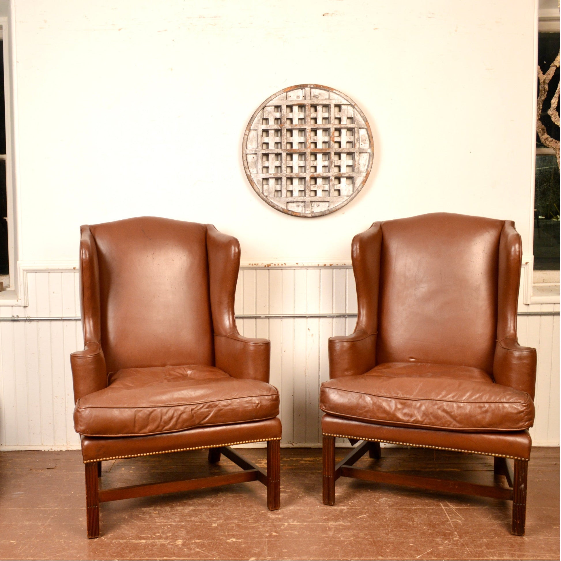 Leather Wing Back Chairs - Salvage-Garden