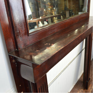 Mahogany Fireplace Mantel With Bevelled Mirror - Salvage-Garden