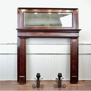 Mahogany Fireplace Mantel With Bevelled Mirror - Salvage-Garden