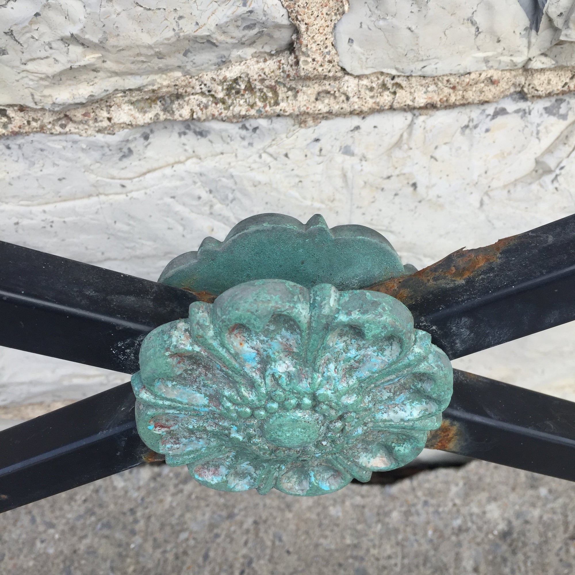 Metal Railings with Brass Medallions Salvage-Garden