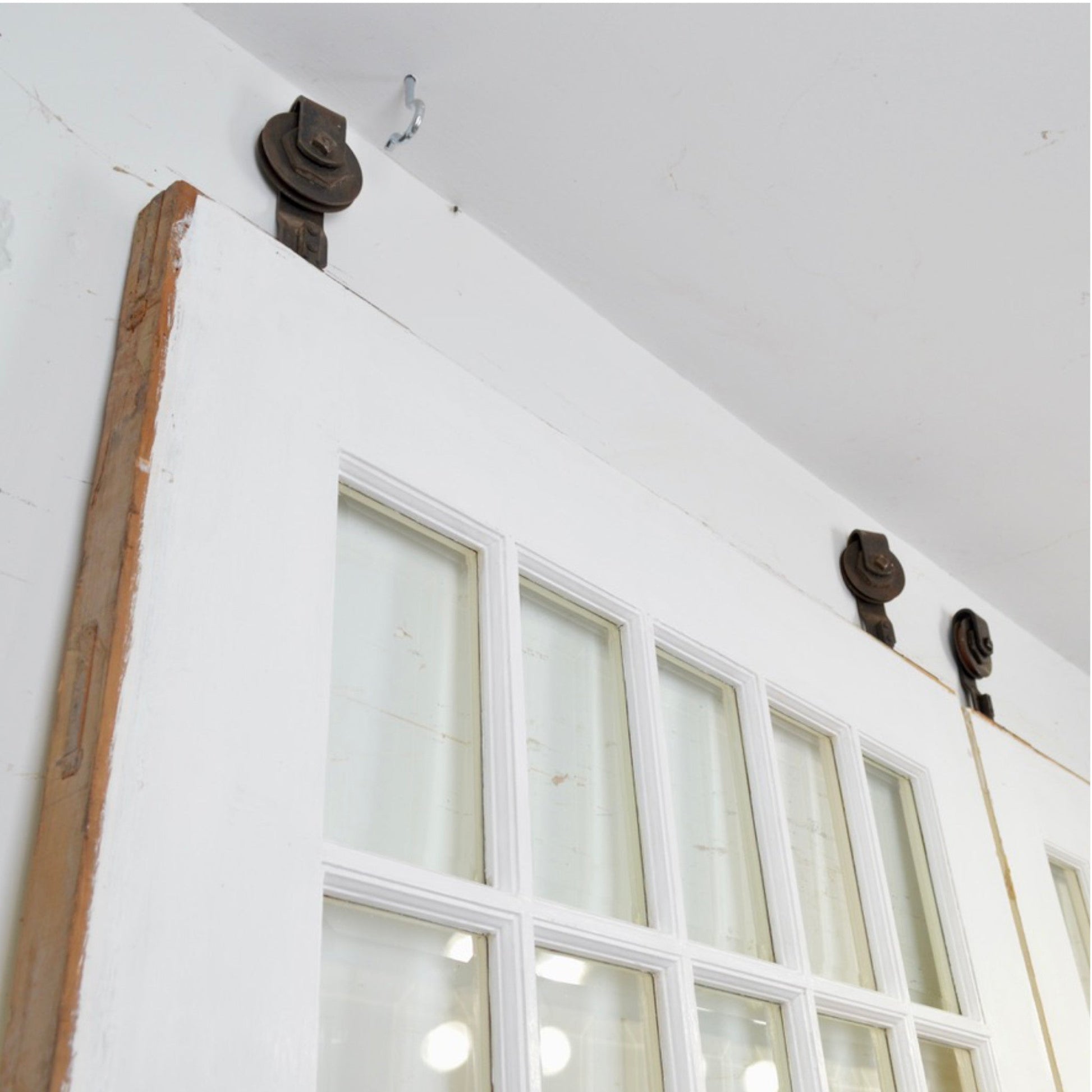 Oversized Antique Pocket Doors With 35 Lites - Salvage-Garden