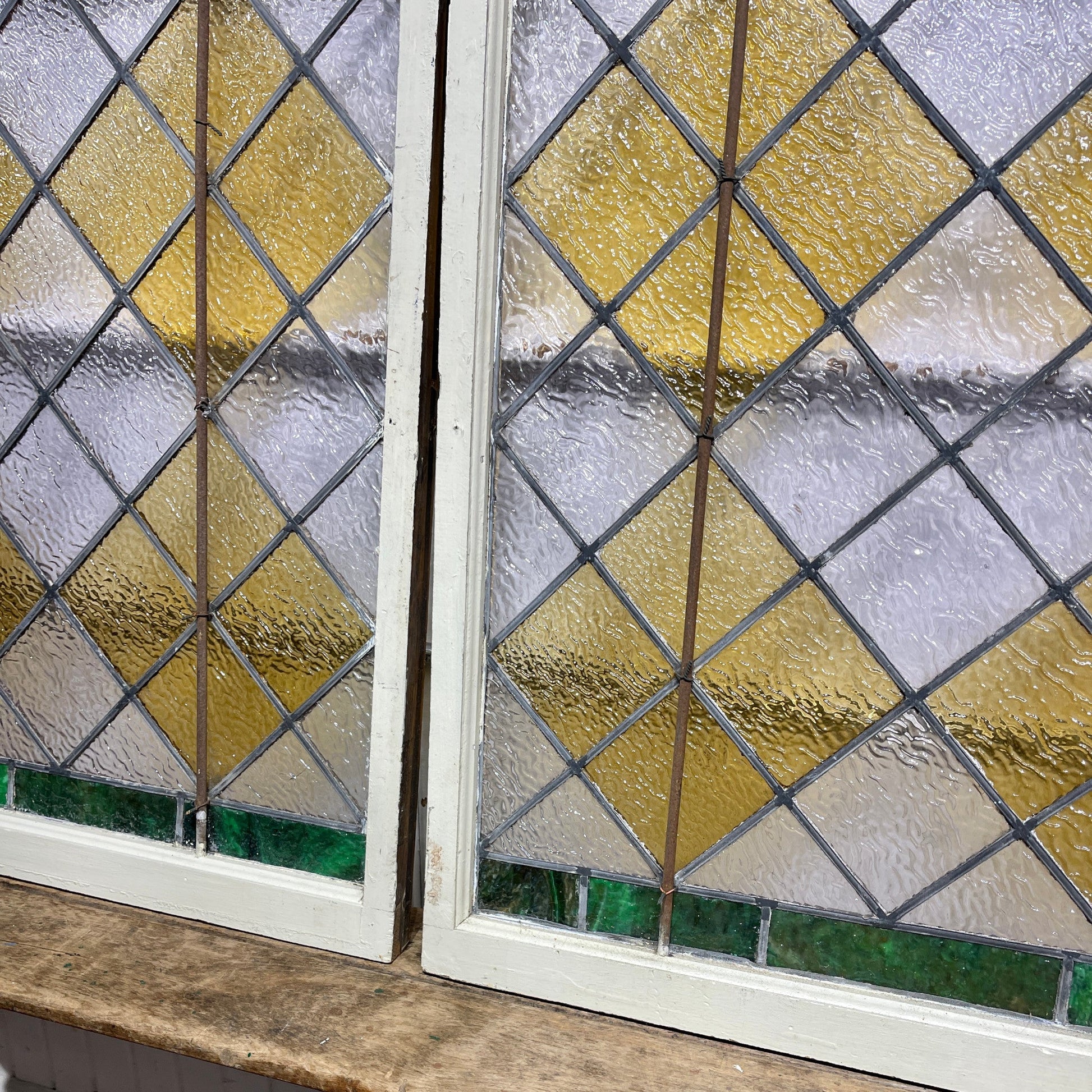 Pair Of Stained Glass Windows - Salvage-Garden