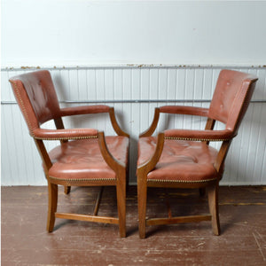 Pair of Vintage Leather Arm Chairs - Salvage-Garden