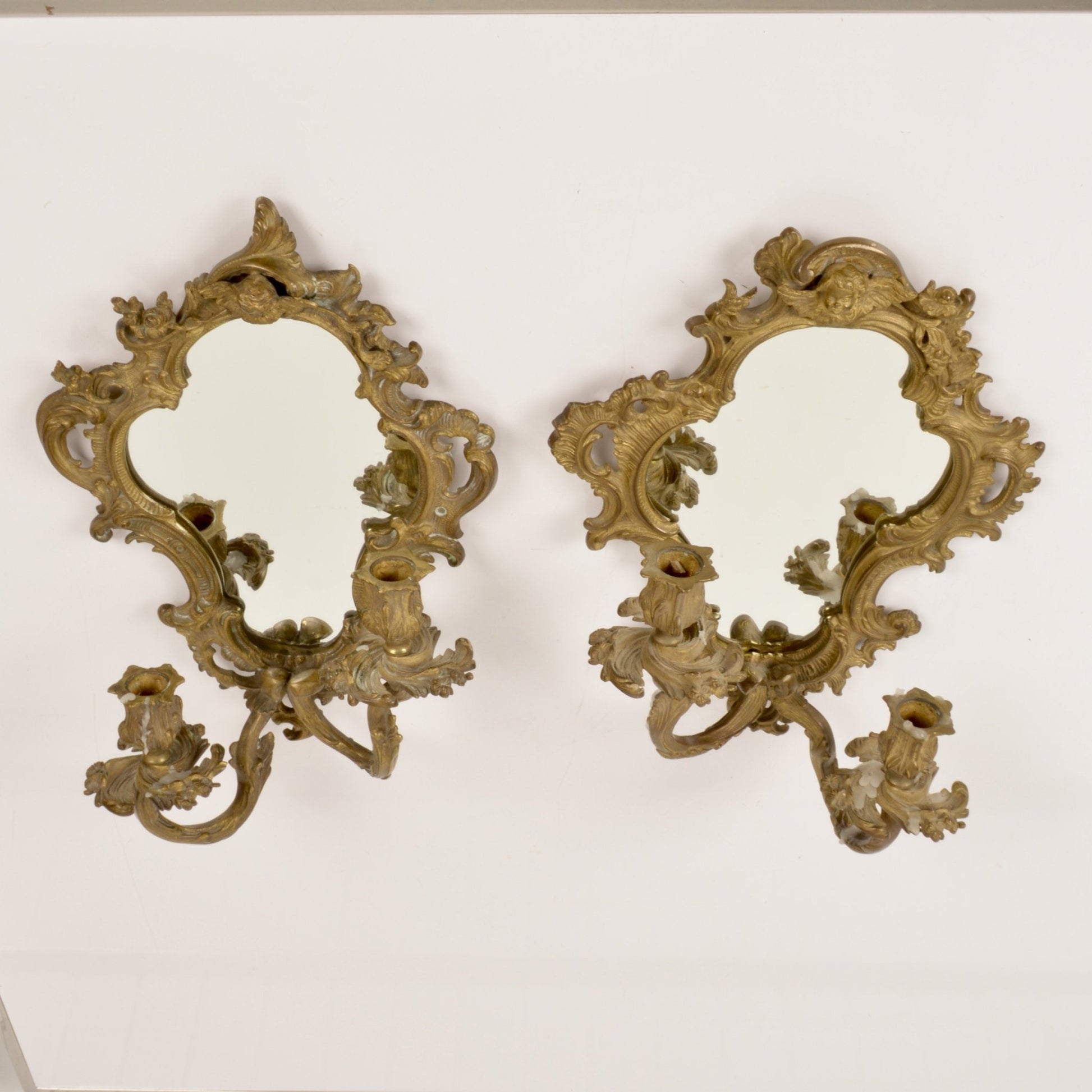 Rococo Sconces With Mirrored Back - Salvage-Garden
