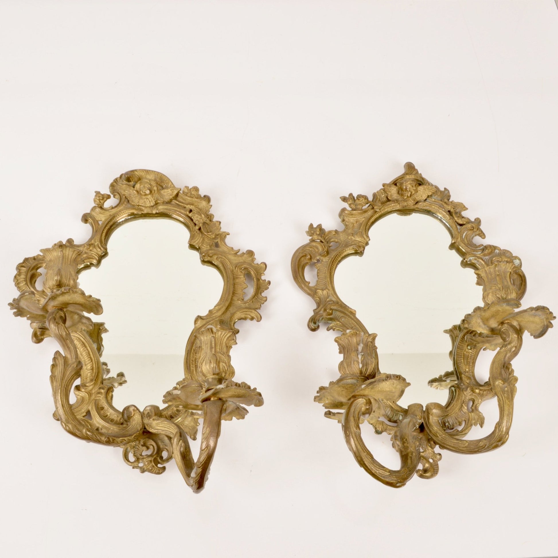 Rococo Sconces With Mirrored Back - Salvage-Garden