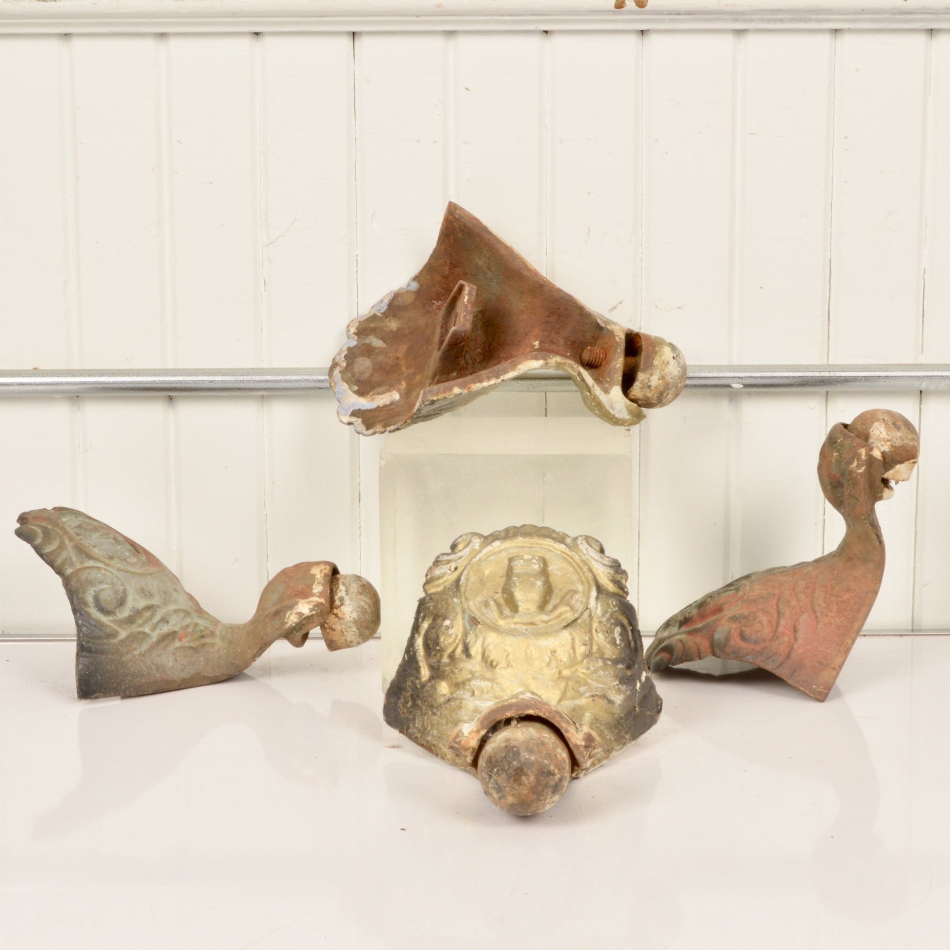 Set of 4 Salvaged Antique Cast Iron Claw Feet With Owl Motif - Salvage-Garden