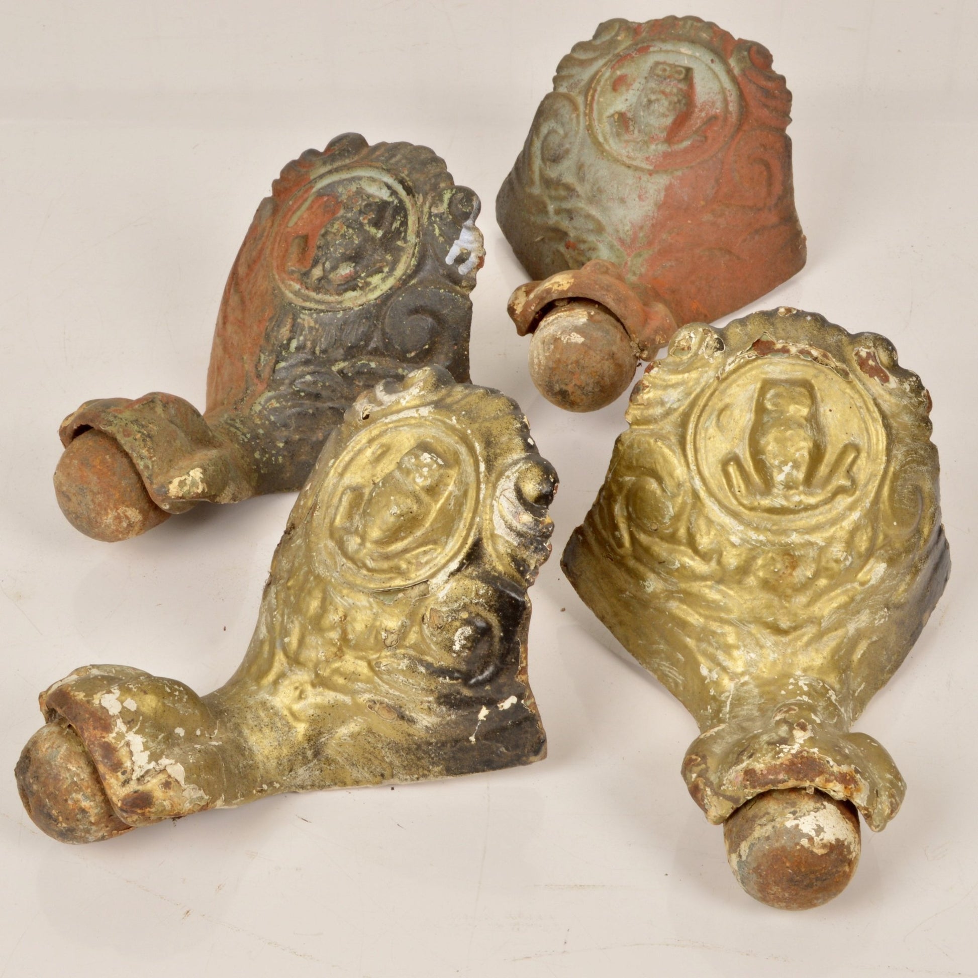 Set of 4 Salvaged Antique Cast Iron Claw Feet With Owl Motif - Salvage-Garden