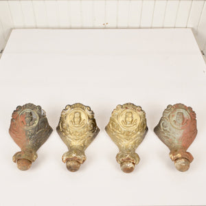 Set of 4 Salvaged Antique Cast Iron Claw Feet With Owl Motif - Salvage-Garden