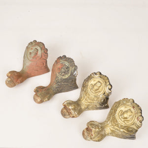 Set of 4 Salvaged Antique Cast Iron Claw Feet With Owl Motif - Salvage-Garden
