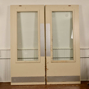 Solid Wood Commercial Doors with Georgian Wire Glass Inserts - Salvage-Garden