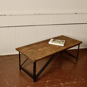 Steel Frame Coffee Table with Pine Board Top Salvage-Garden