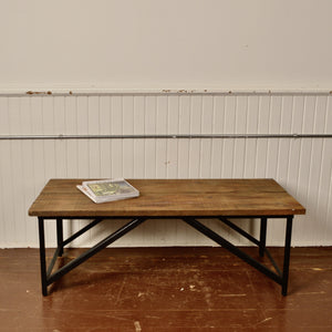 Steel Frame Coffee Table with Pine Board Top Salvage-Garden