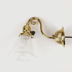 Victorian Brass Sconce with Glass Shade Salvage-Garden
