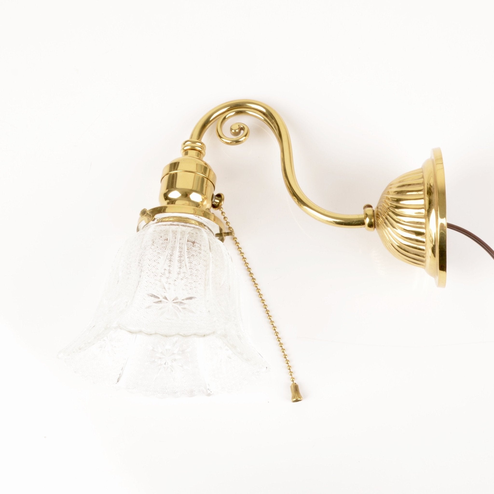 Victorian Solid Brass Sconce With Glass Shade - Salvage-Garden
