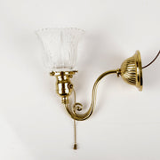 Victorian Solid Brass Sconce With Glass Shade - Salvage-Garden