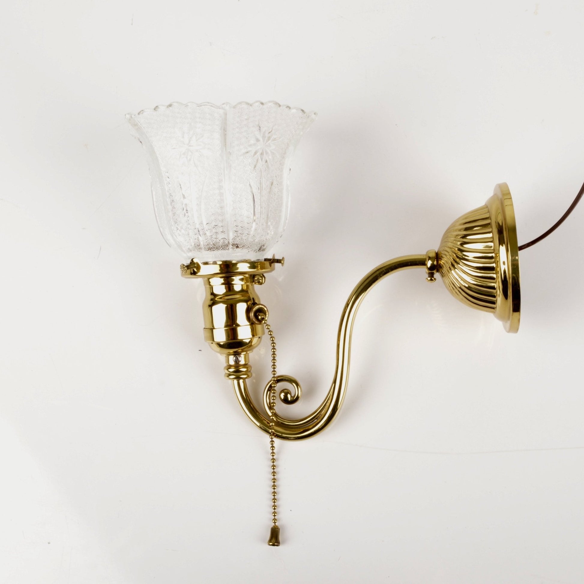 Victorian Solid Brass Sconce With Glass Shade - Salvage-Garden
