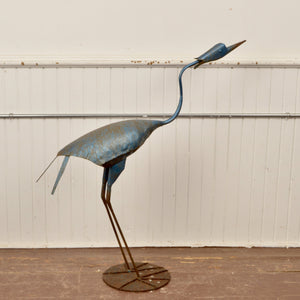 Vintage Blue Heron Sculpture Salvage-Garden