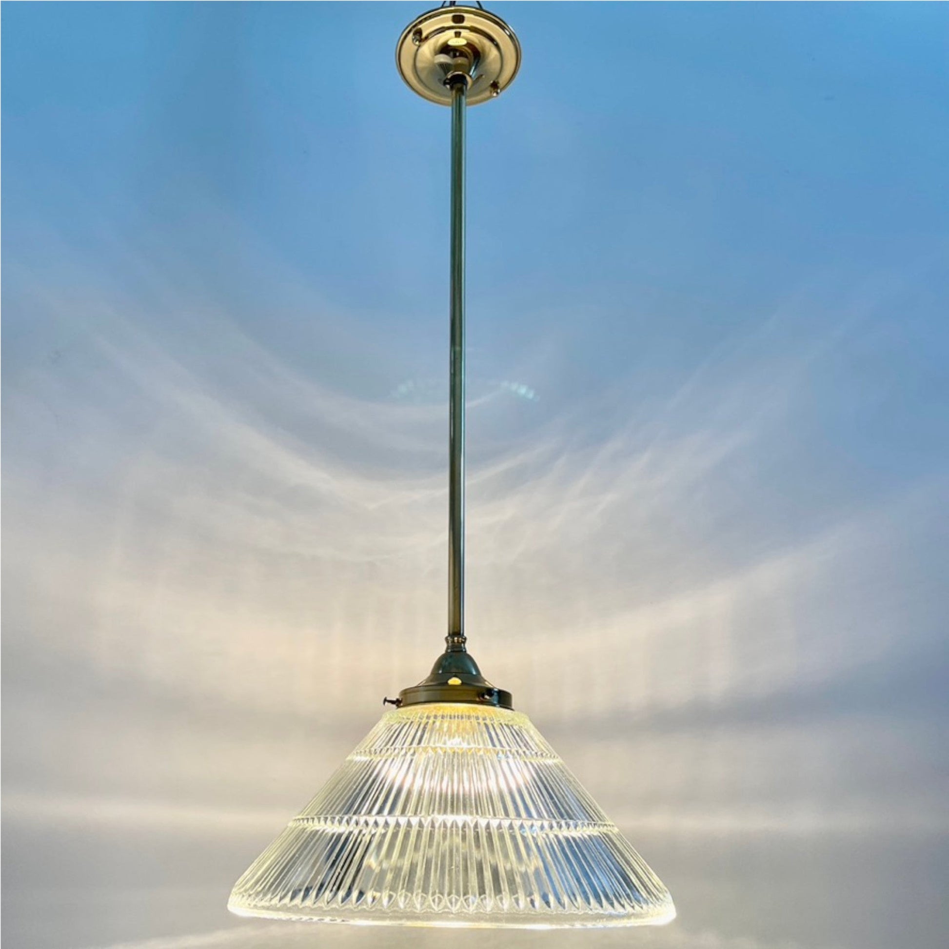 Vintage Brass Pendant With Lancaster Shade - Salvage-Garden