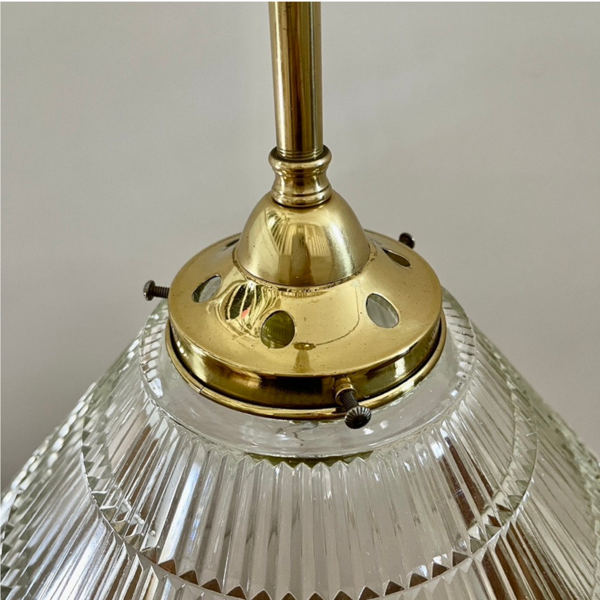 Vintage Brass Pendant With Lancaster Shade - Salvage-Garden