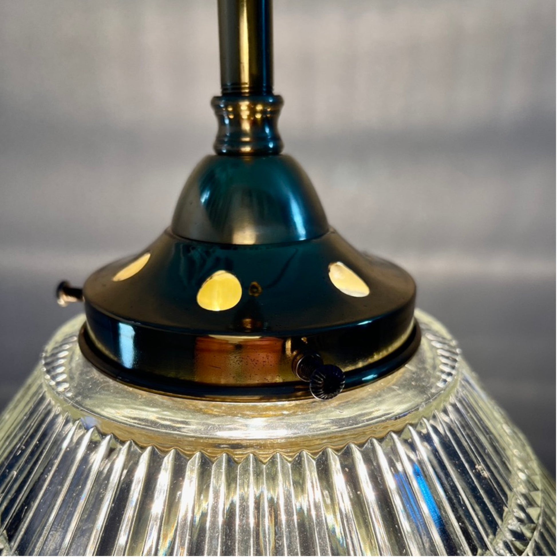 Vintage Brass Pendant With Lancaster Shade - Salvage-Garden