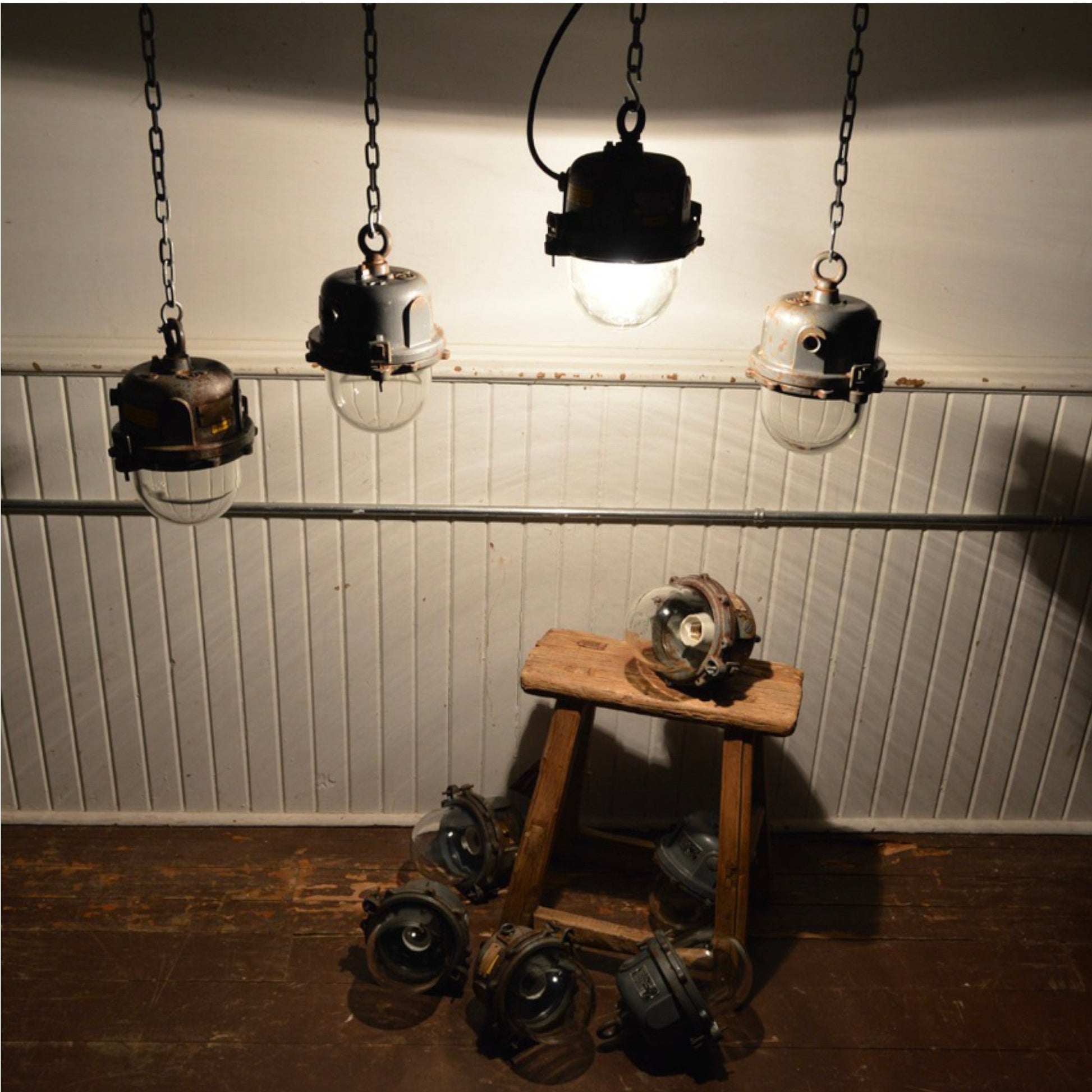 Vintage Cast Iron Bunker Lights - Salvage-Garden