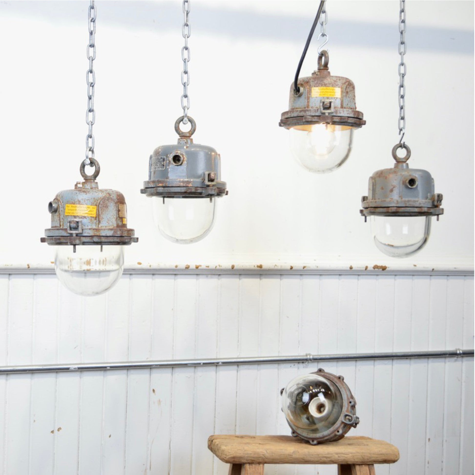 Vintage Cast Iron Bunker Lights - Salvage-Garden