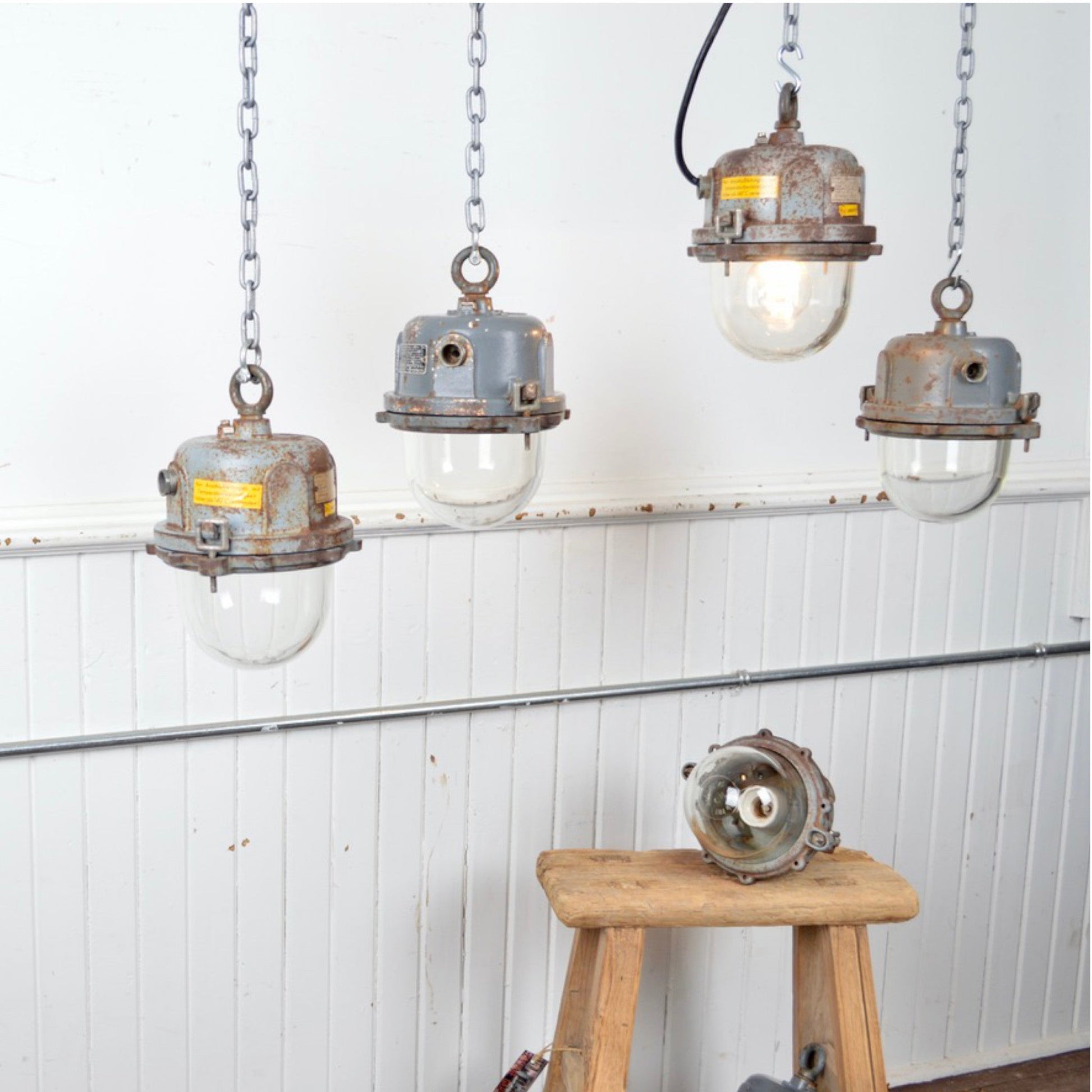 Vintage Cast Iron Bunker Lights - Salvage-Garden