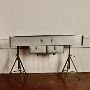 Vintage Commercial Stainless Steel Double Sink - Salvage-Garden