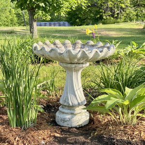 Vintage Concrete Bird Bath Salvage-Garden