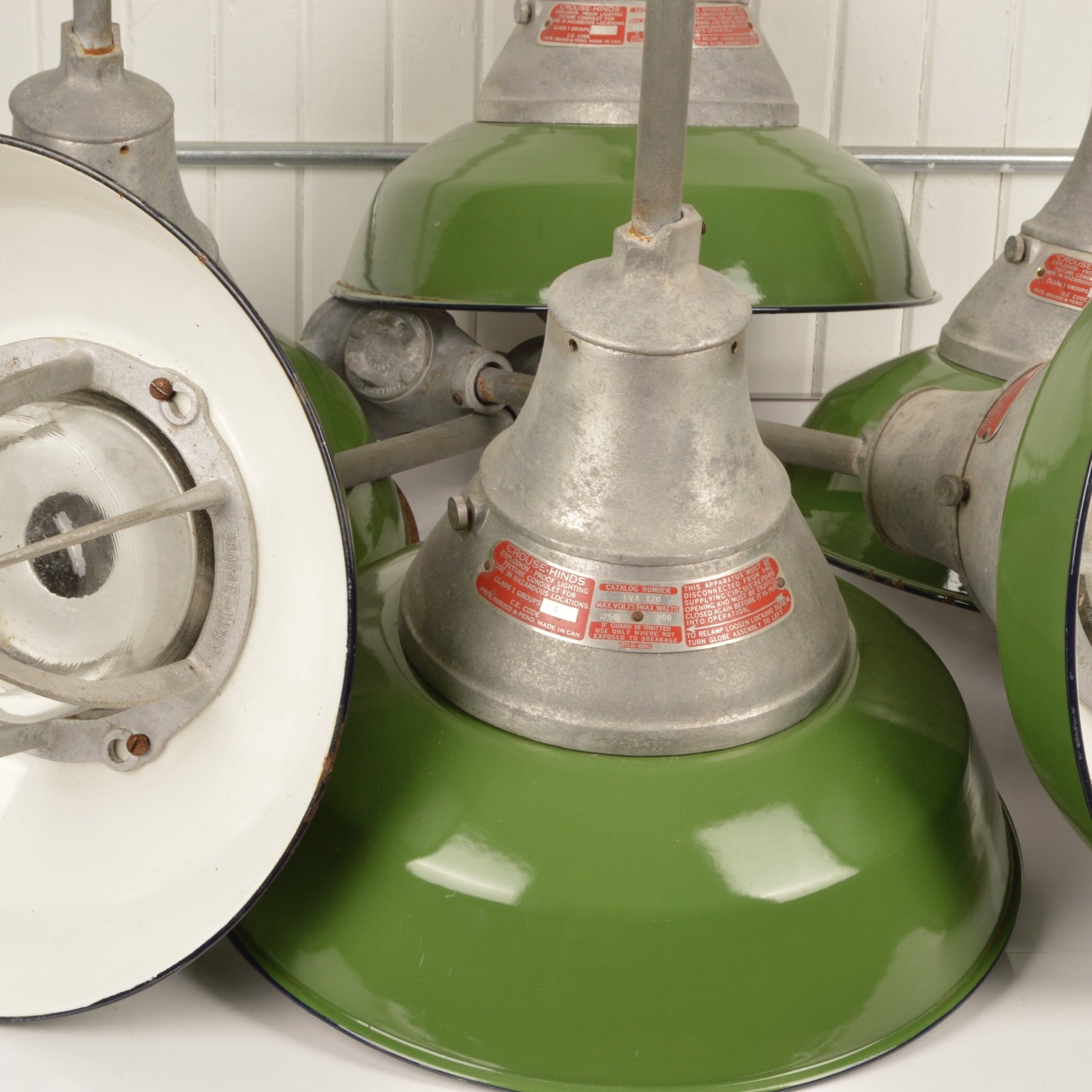 Vintage Crouse Hinds Explosion Proof Lights With Rare Conduit Canopies - Salvage-Garden