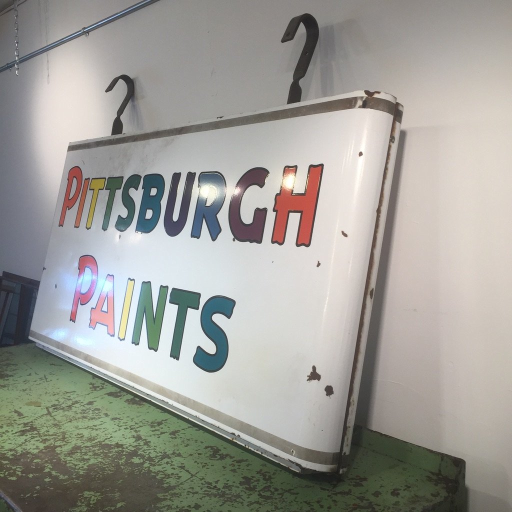 Vintage Enamel Pittsburgh Paints Sign Salvage-Garden