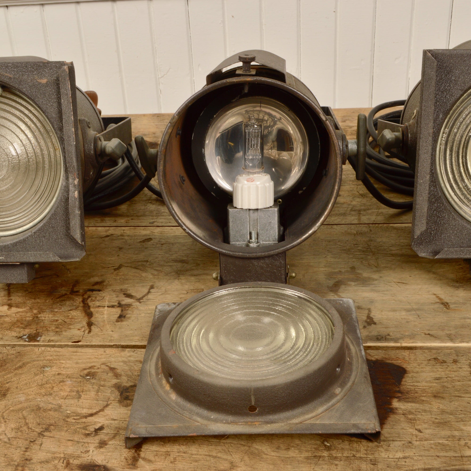 Vintage Fresnel Lights By Hub Electric Co. Inc. Salvage-Garden