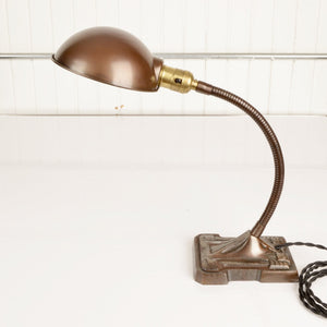 Vintage Gooseneck Lamp with Parabolic Shade - Salvage-Garden