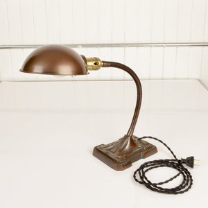Vintage Gooseneck Lamp with Parabolic Shade - Salvage-Garden