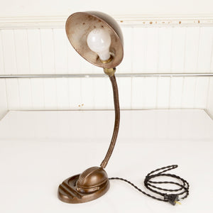 Vintage Gooseneck Table Lamp With Parabolic Shade - Salvage-Garden