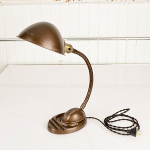 Vintage Gooseneck Table Lamp With Parabolic Shade - Salvage-Garden